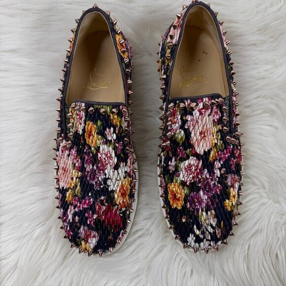 EUC • Christian‎ Louboutin PIK BOAT Quilted Floral Tissu Spike Sneaker Size: 37 - Picture 2 of 11
